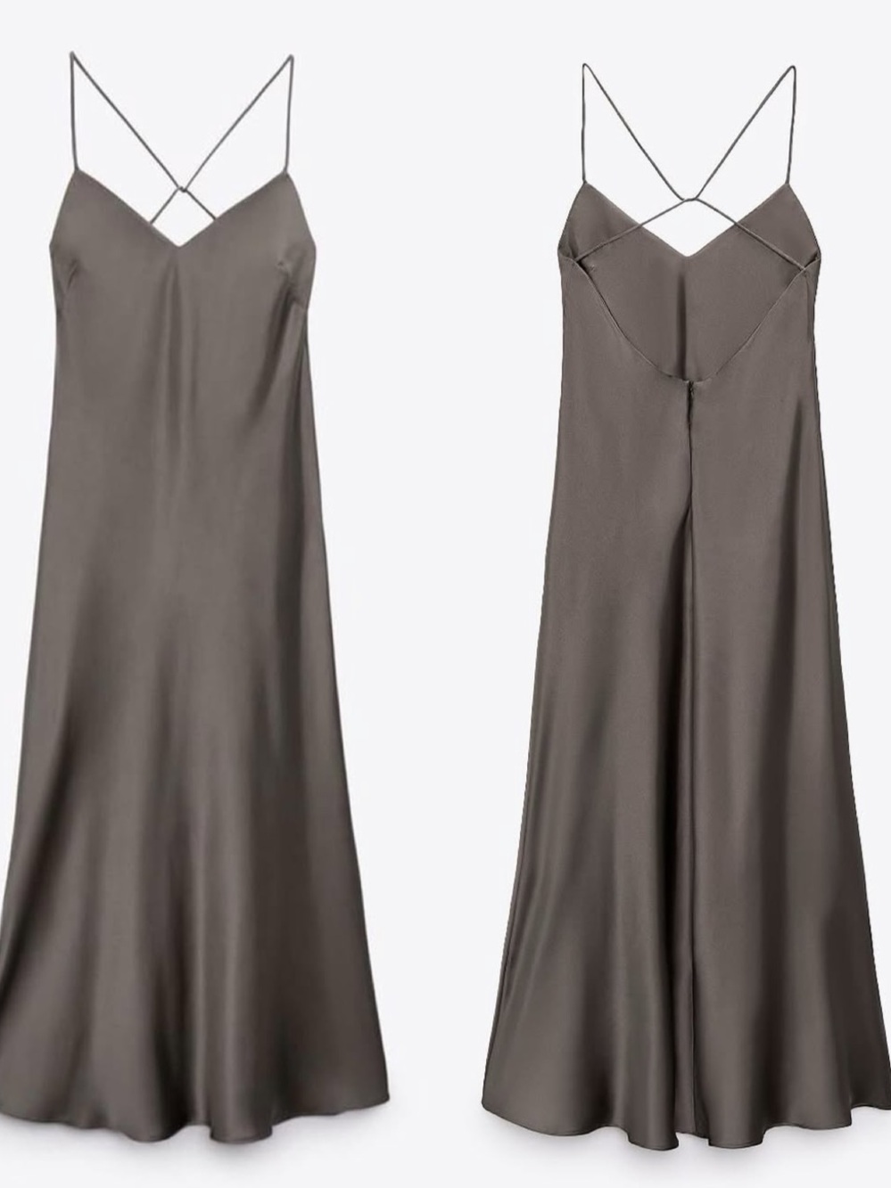 Zara Charcoal Satin Maxi Slip Dress